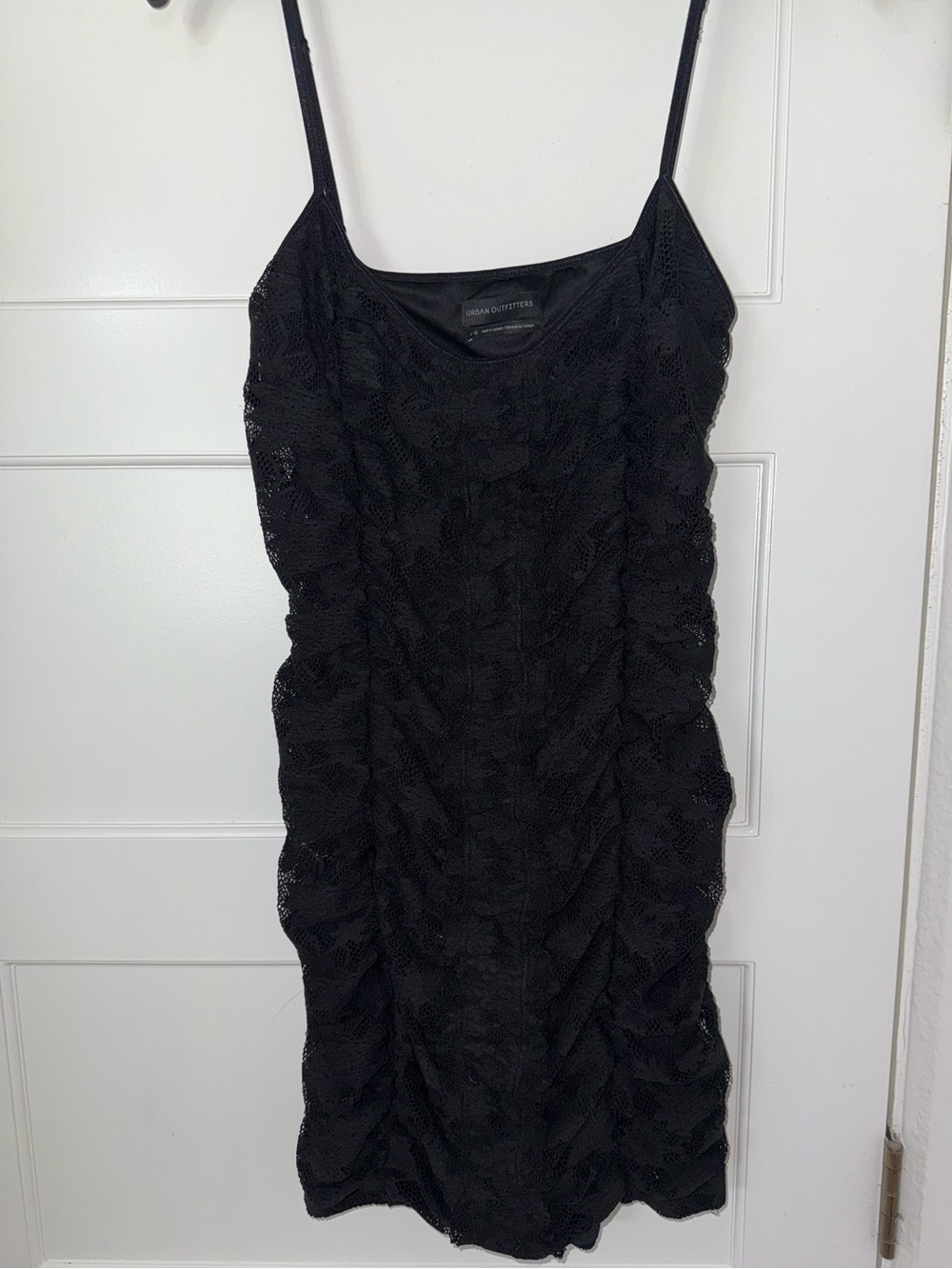 Urban Outfitters Black Lace Ruched Mini Dress